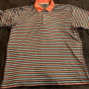 Page & Tuttle Orange and Gray Striped Polo Shirt